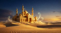 Arabian Nights slot game thumbnail featuring a golden palace